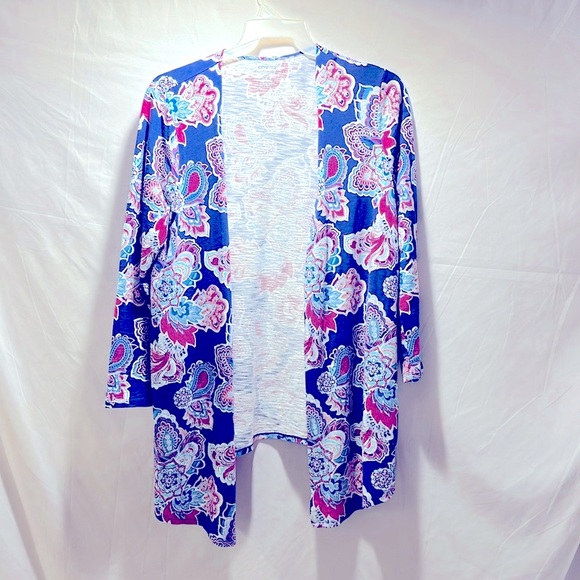 Chicos floral Paisley Ultimate Tee Open Cardigan size L - Picture 3 of 6